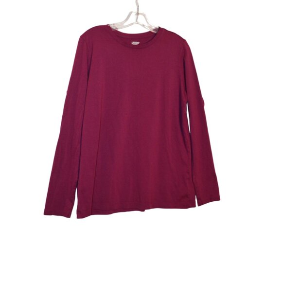 Lands' End Cotton Tee Long Sleeves Color Wine Red Women Blouse M (10-12) - Picture 1 of 4